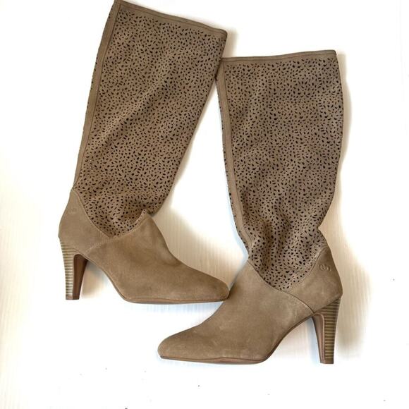 Gerry Weber stacked heeled boots tan suede real leather  size 41 EU - Picture 1 of 13